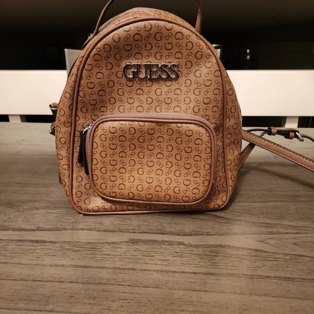 Guess Tan Logo Mini Backpack - image 1